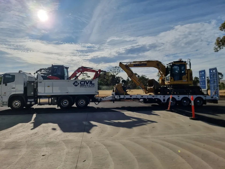 A and J Contractors civil machinery on an Adelaide work site