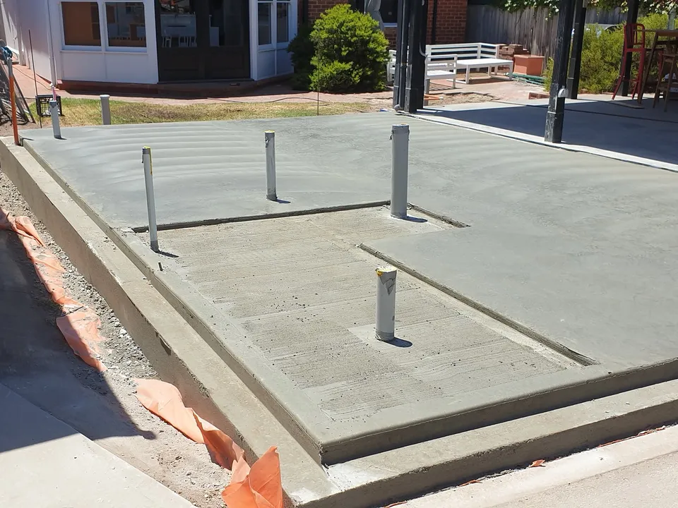 Finished concrete raft slab for a house extension in Adelaide