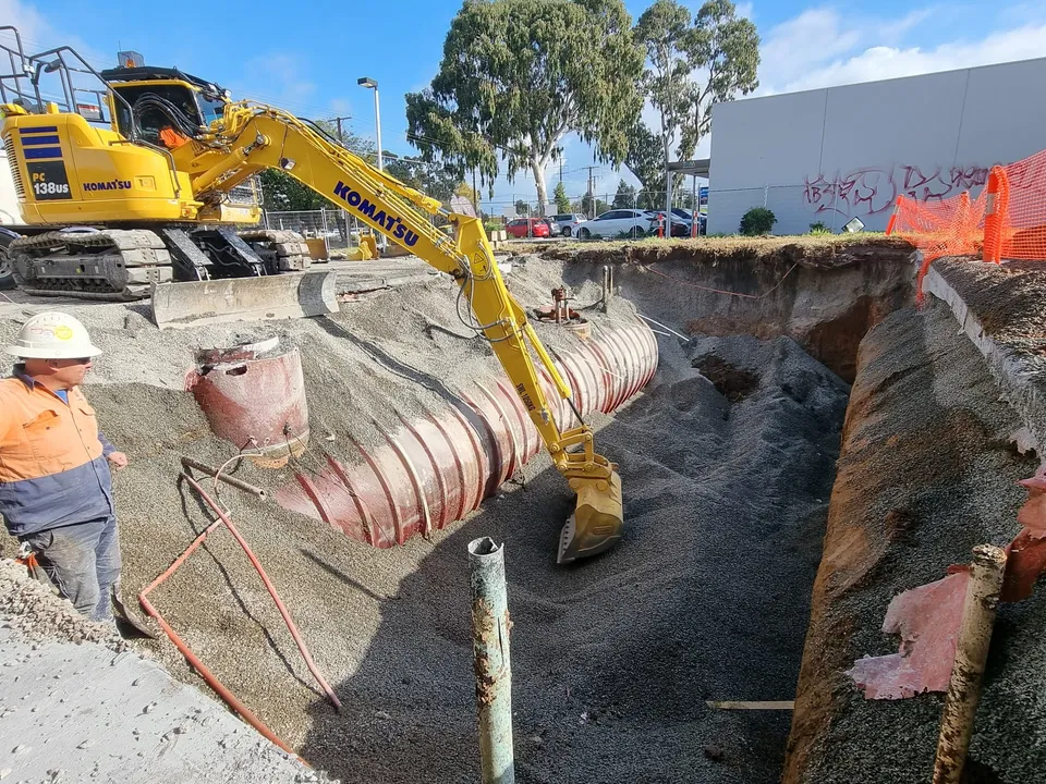 Excavation for underground storage tank removal on Port Road